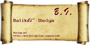 Balikó Ibolya névjegykártya